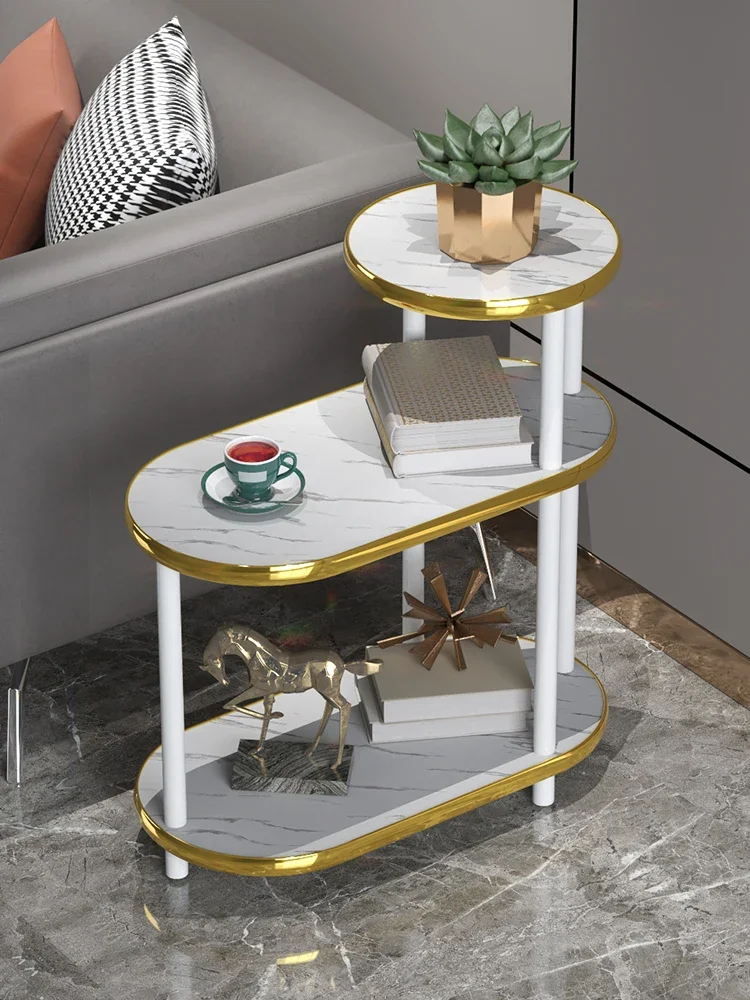 

Sofa Side Table Modern Light Luxury Coffee Table Simple Solid Wood Furniture Living Room Storage Rack Corner Table Movable