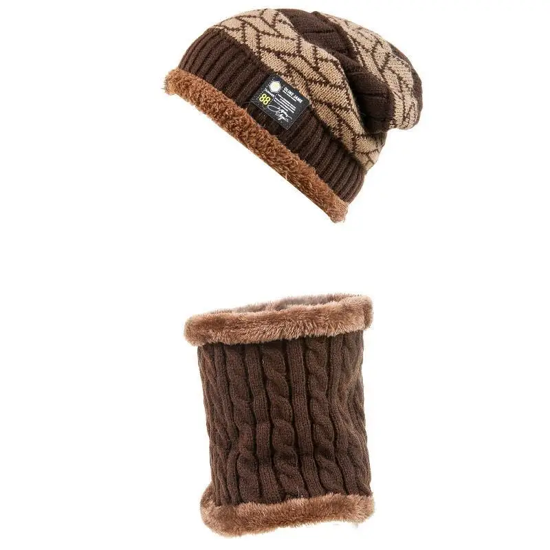 652F الصوف بطانة Skullies قبعة صغيرة الرقبة قبعة الشتاء الدافئة الرجال قبعة قبعة صغيرة منديل