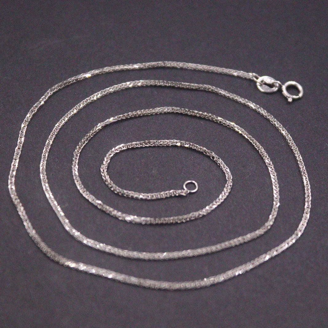 

Real 18K White Gold Chain For Women 1mm Wheat Link Chain 18inch Length Gold Weight /1.6g