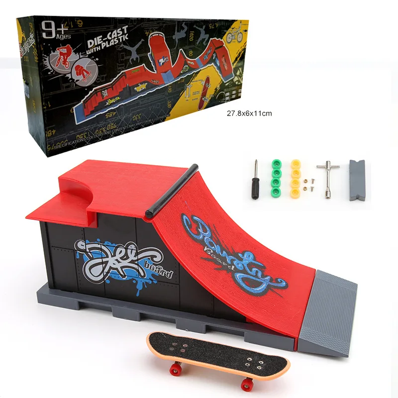 1 pz fai da te Finger Skatepark Professional Tech Practice Deck Platform Stunt Finger Skateboard assemblare rampa Park kit giocattoli