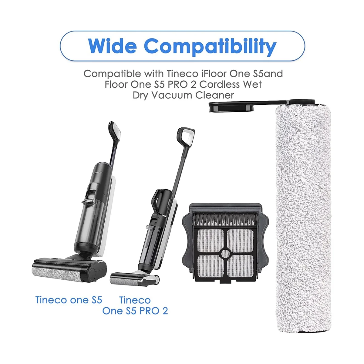 بكرات فرشاة بديلة A14G ومرشحات HEPA للمكنسة الكهربائية الذكية Floor ONE S5/Floor One S5 Pro 2/ S5 Extreme