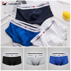 LANVIBUM Men's Underwear Youth U Raised Low Waist Cotton Quadrangle Pants Solid Color Large Men's Shorts