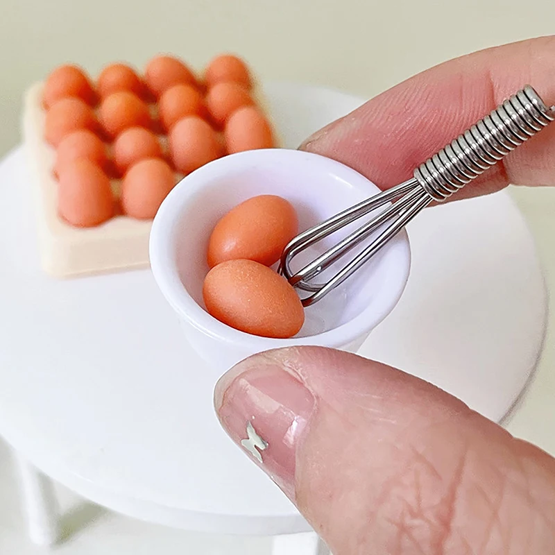 Huevo de piezas con bandeja, juguete de cocina, casa de muñecas, accesorios de regalo, simulación de comida en miniatura, escena, modelo, 1/4/17