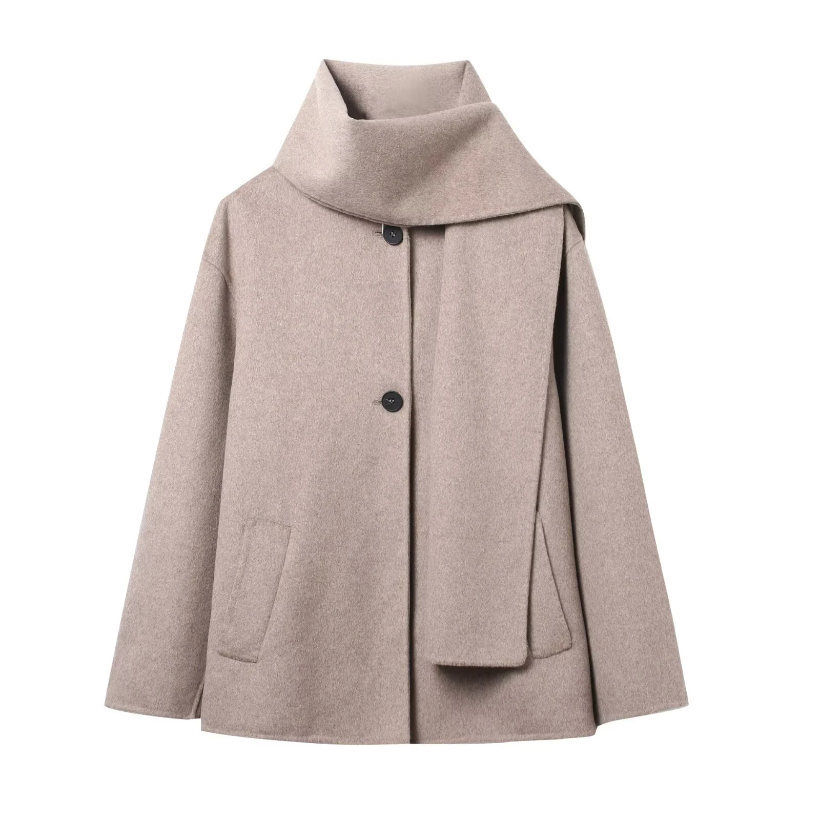 European and American style foreign trade women's clothing new 2025 fashion versatile scarf short coat jacket