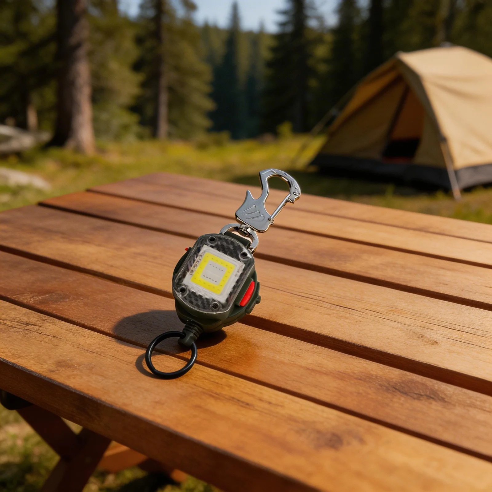 Portable Retractable Keychain LED Flashlight Work Light 300 Lumens with Magnetic Back and Rechargeable Type C Battery