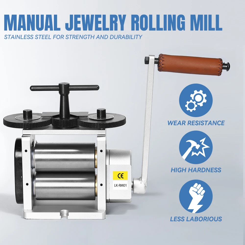 Jewelry Craft Rolling Mill, 130MM Flat Metal Engraver Tool for Ring Making, Goldsmith Jewelry Engraving, Gold Silver LK-RM02D