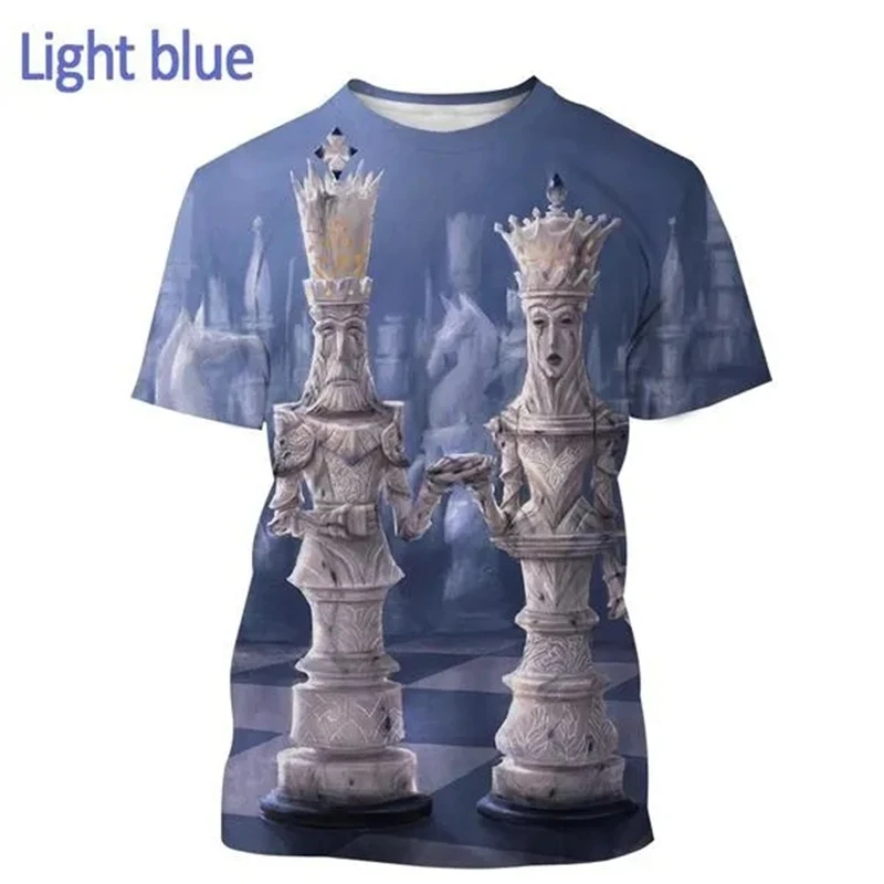 3D Chess Print T Shirt For Men Funny Graphic T-Shirts Summer Trend Harajuku Oversized Short Sleeve Leisure O-neck Tops T Shirts