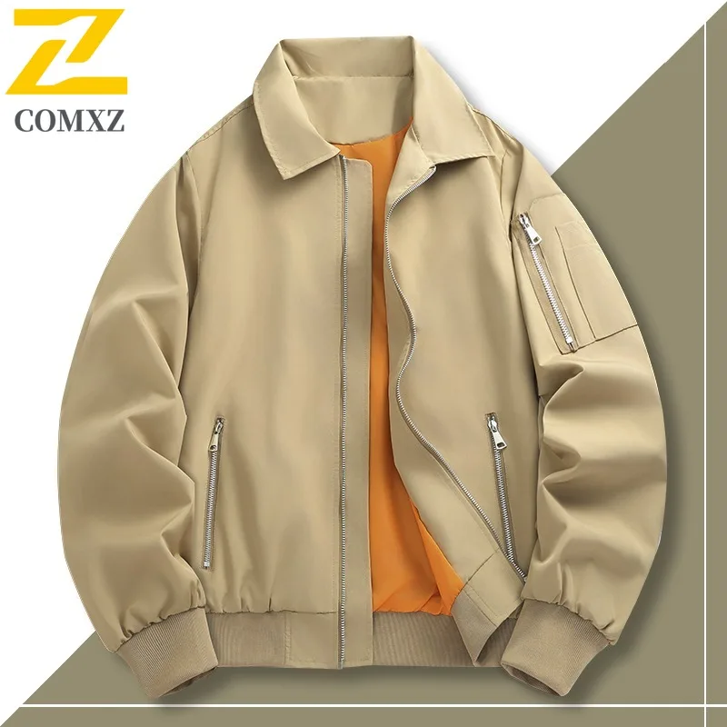 سترة رجالي لتسلق الجبال في الهواء الطلق من COMXZ، معاطف مريحة بياقة واقفة، مقاومة للرياح، معطف خريف خفيف الوزن #3