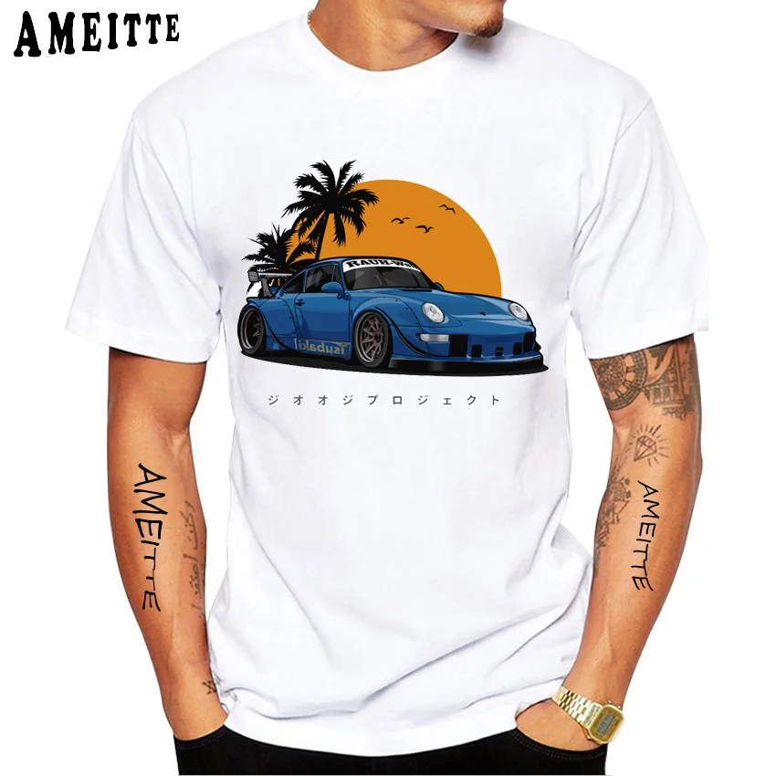 Tropical Sunset Vibes RWB 993 Special Color Exclusive Classic T-Shirt Men Short Sleeve Boy White Casual Tees Car Sport Tshirts