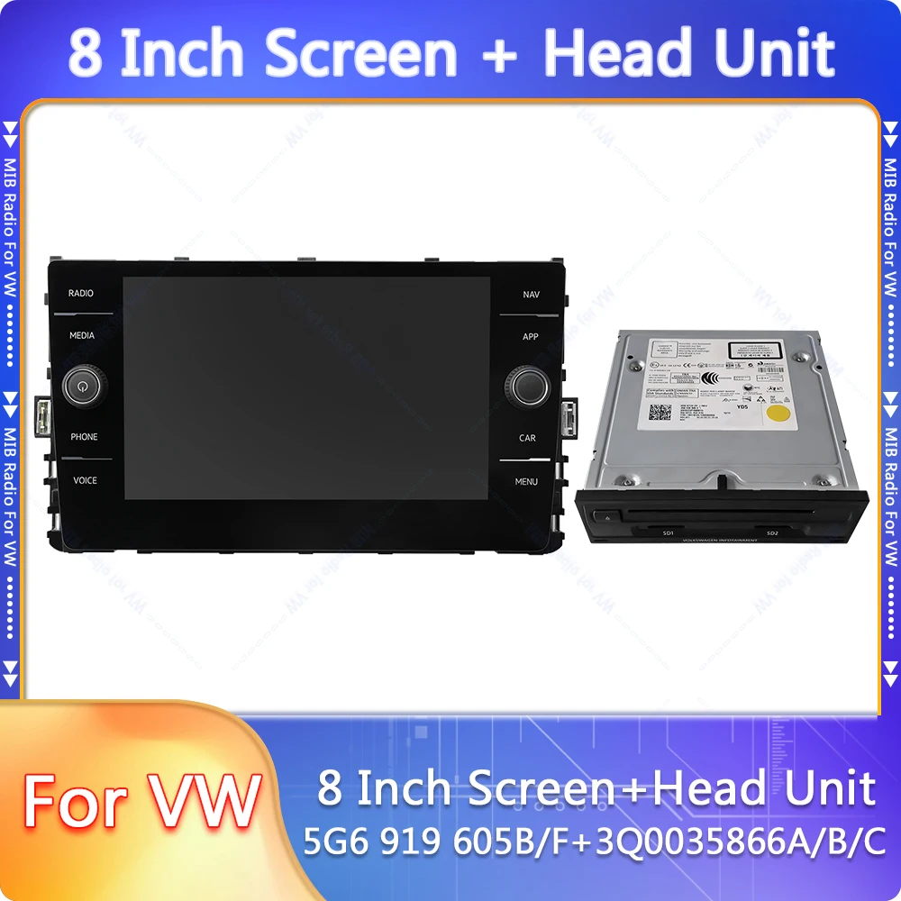 8 inch Full Touch Glass Display  5G6919605B/F or Head Unit 3Q0035866A/B/C Operating Original for VW Golf 7 Passat B8 MIB2 MIB3