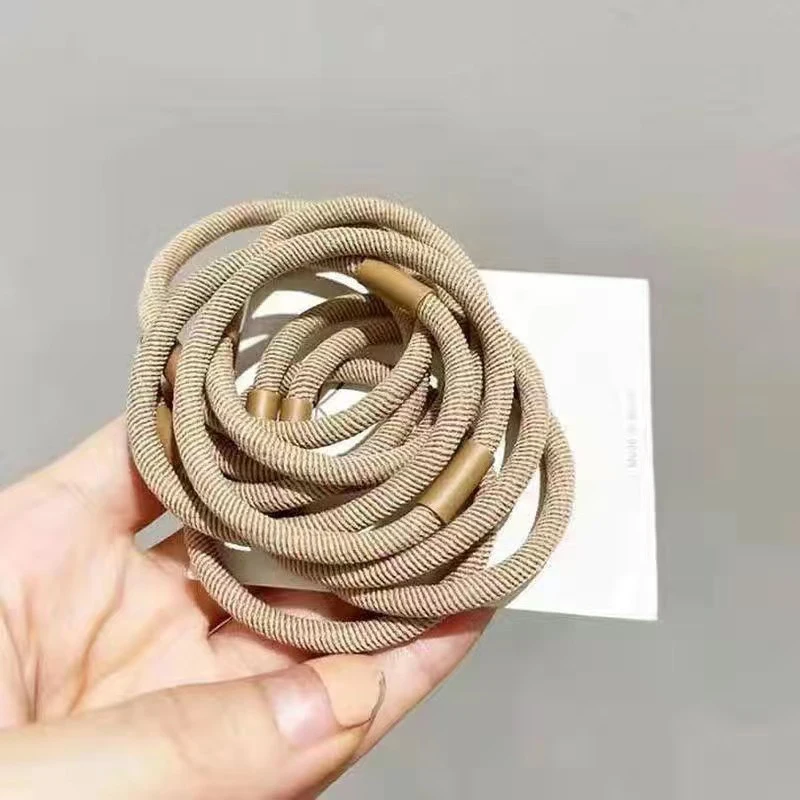 10Pcs Plain Color Thick High Elasticity Hair Band For Women Girls Elastic Ponytail Holder Rubber Band Fashion Hair Accessories