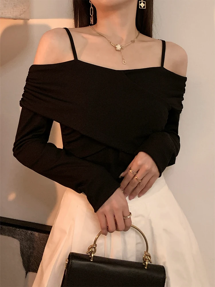 

Женская футболка Bla-oulder Long Sve, приталенная, для повседневной носки, однотонная, от китайского бренда, осенняя коллекция