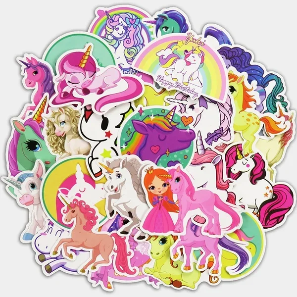 30Pcs Colorful Mixed Cartoon Unicorn Stickers for Laptop Bicycles Phone Luggage Car Styling Home Decor Anime DIY Decals Sticker