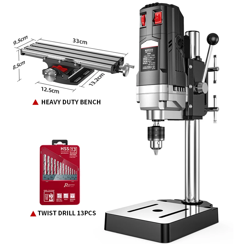 710W small bench drill home 220V high-precision drilling machine milling machine multi-functional workbench drilling machine