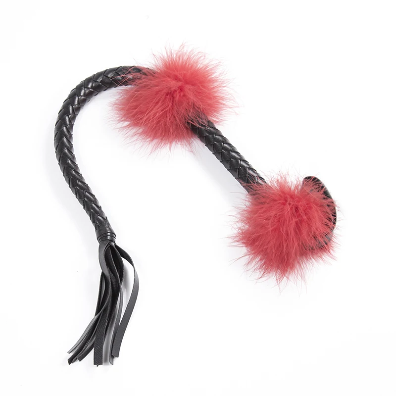 Mini látigo de serpiente con mango de felpa, cuero negro, caballo, equitación, corto, Flogger, paleta, Slapper, entrenamiento de caballos, látigos de salvia, 33cm