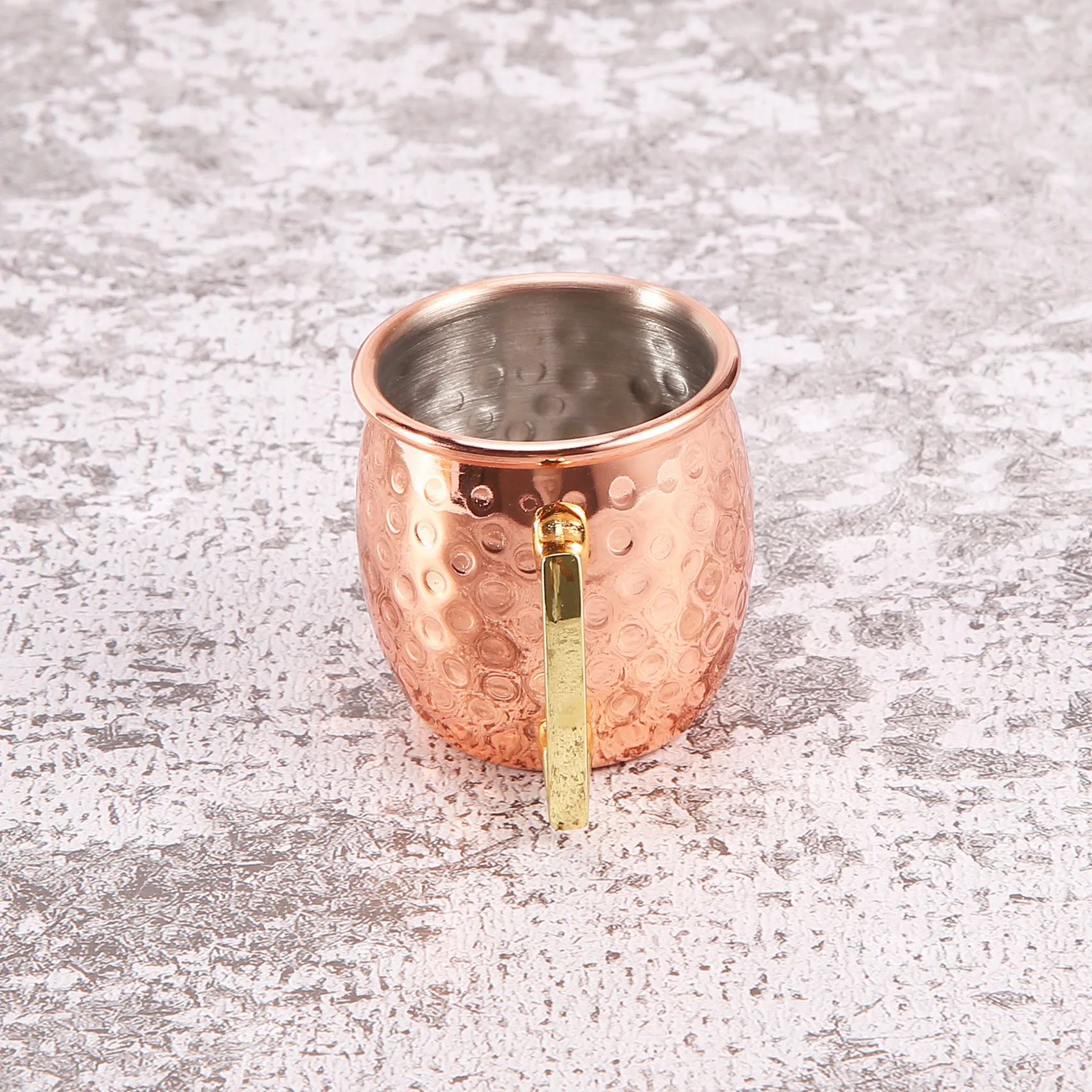 BVBV Mini 2-Ounce الفولاذ المقاوم للصدأ موسكو البغل القدح اسبريسو أكواب صغيرة النحاس مطلي القدح النار مجموعة من 4