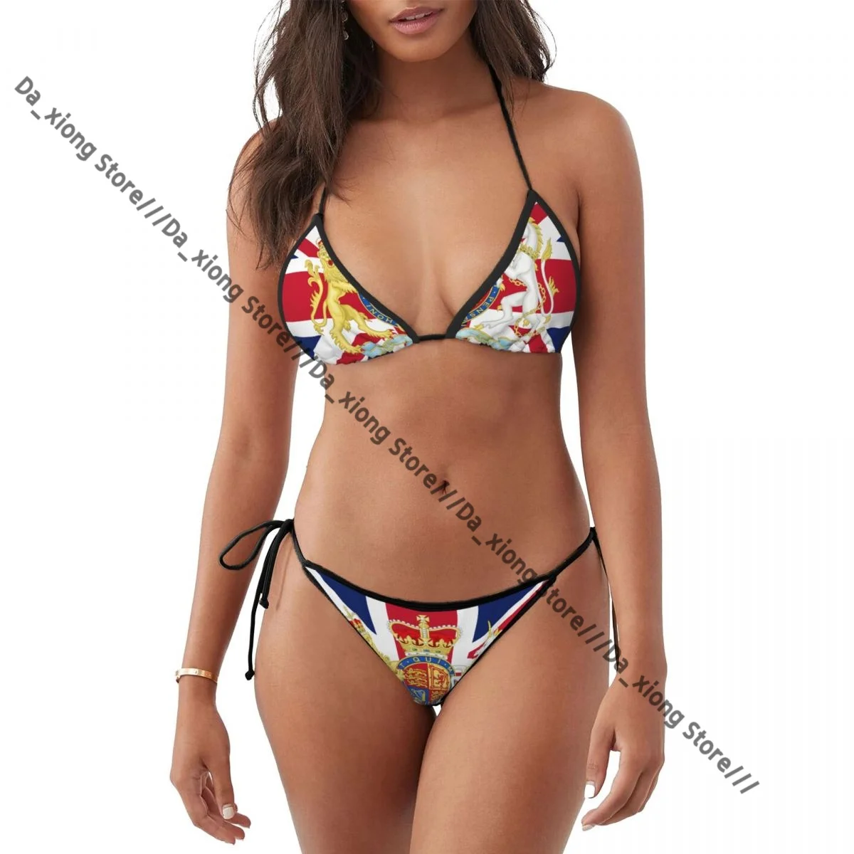 Woman Two Piece Swimsuit Queen Elizabeth Platinum Jubilee British Flag Swimwear Women's Bikini Set Sexy Low Wasit Bathsuit