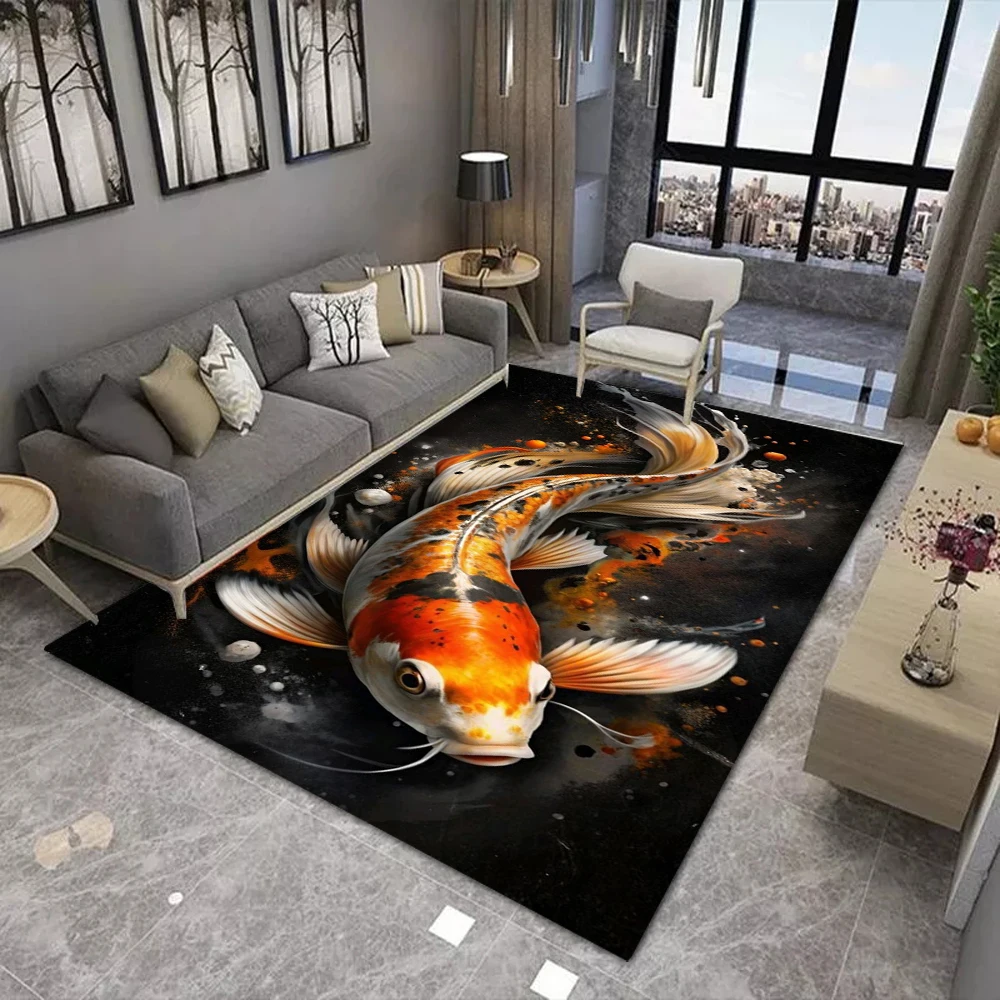 

Japanese Koi Fish Carpet Red White Cherry Blossom Rug Oriental Mat Non-slip Soft Home Decoration Living Room Durable Floor Mat