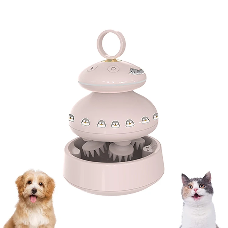 Scalp Massager Electric Pet Massager for Dogs and Cats, IPX7 Waterproof Cordless Dog Cat Massage Tool, 4 Massage Heads