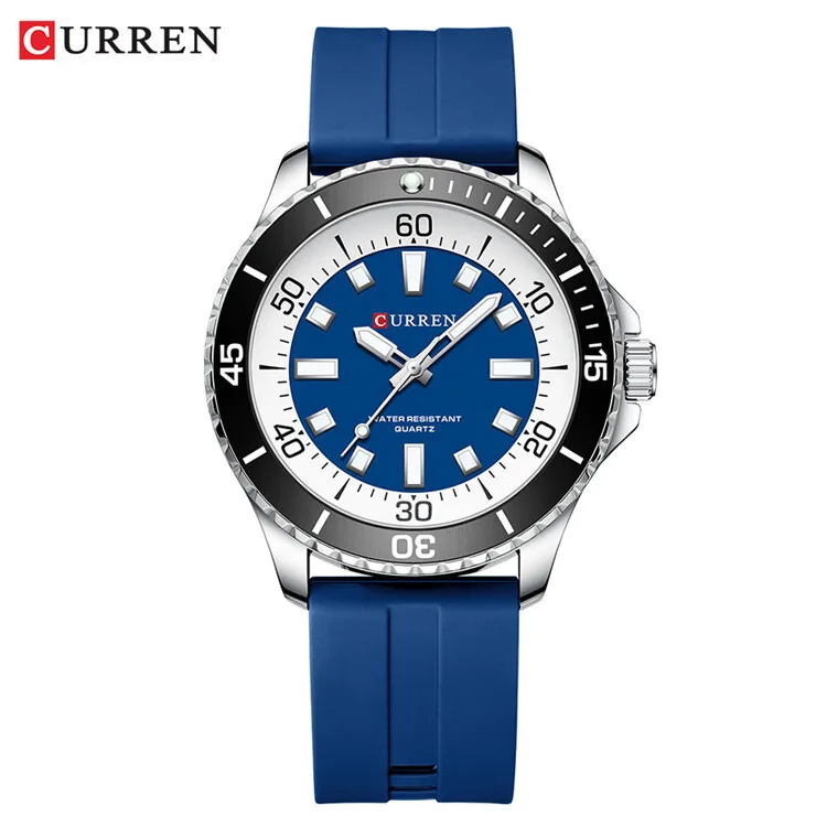 CURREN 8448 Classic Silicone Watch Business Waterproof Male Students Clock Luminous Round Quartz Men Watch Reloj Hombre 2025 image 3