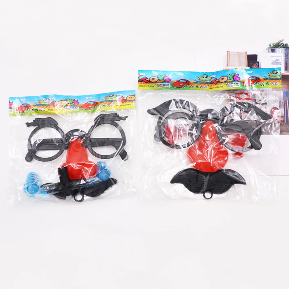 2 pezzi divertenti occhiali per baffi sopracciglio naso fischio leggero Halloween Cosplay festa scherzo puntelli scherzo colpo occhiali da naso
