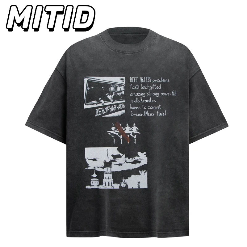 

Oversized T-shirts Man Y2k Streetwear Vintage Washed Distressed Printed Graphic Tees Summer Couple Casual Short Sleeve T Shirts