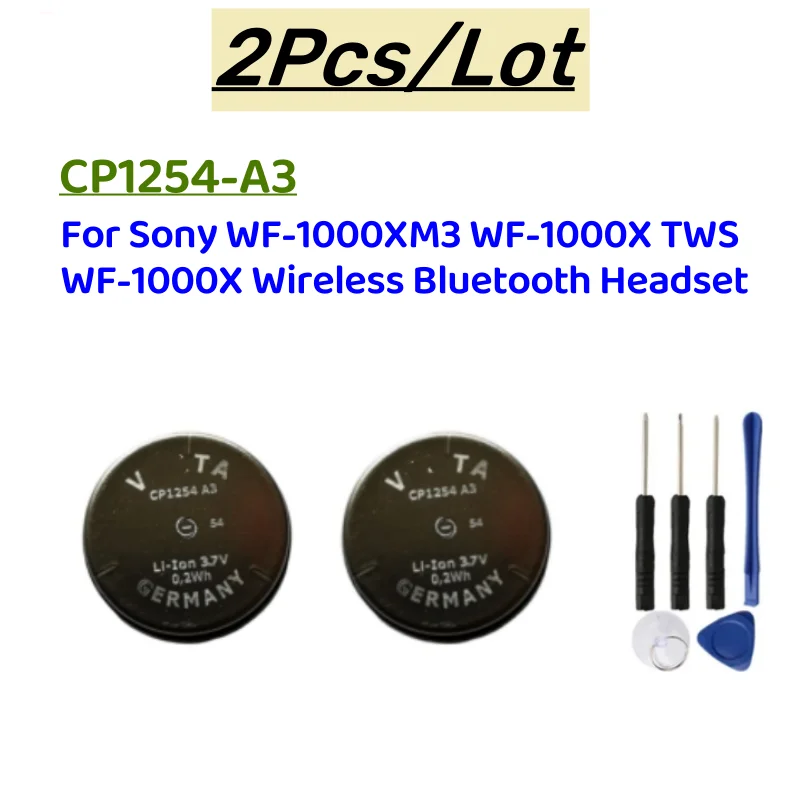 2Pcs/Lot New and original Varta CP1254 A3 Rechargeable 60mah lithium battery CP1254 3.7v For TWS bluetooth headphone CP1254 A3