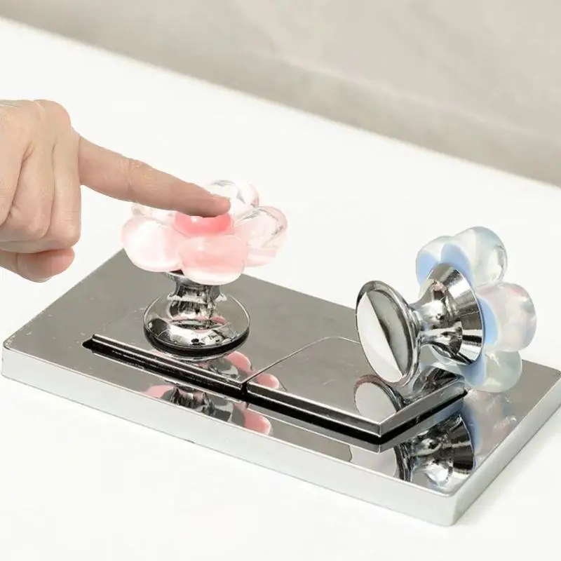 

1PC Flower Shaped Toilet Presser Flower Shape Self-Adhesive Toilet Press Button Nail Protector Press Handle Bathroom Decor
