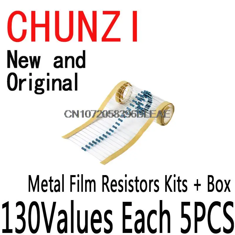 650PCS/Set 130 Values X 5pcs Metal Film Resistors Assorted Pack Kit Set Lot Resistors Assortment Kits + Box New In Stock  1W 1%