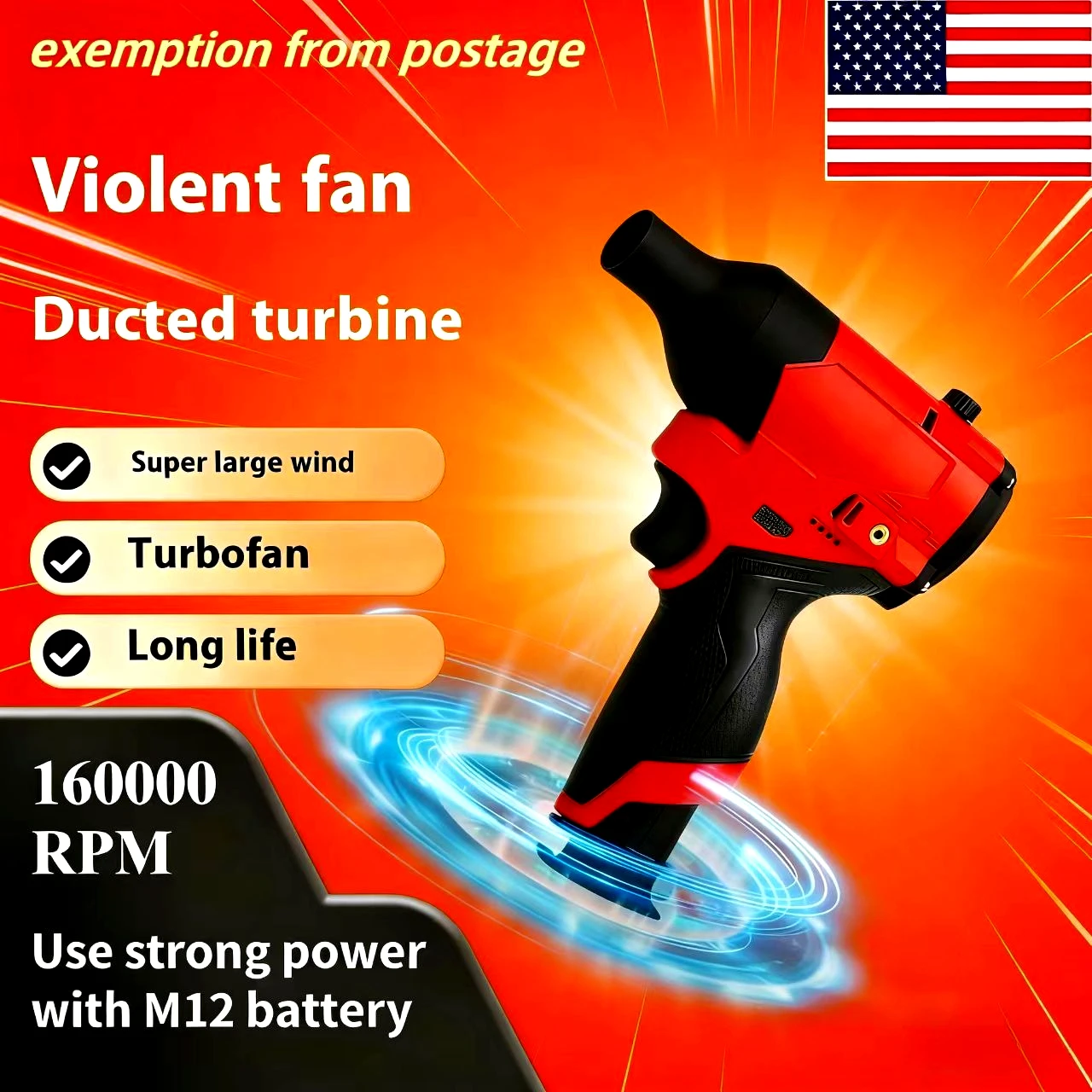 

Бесщеточный турбовентилятор для аккумулятора Milwaukee 12В, 160000 об/мин, мощный электрический воздуходув (без аккумулятора)