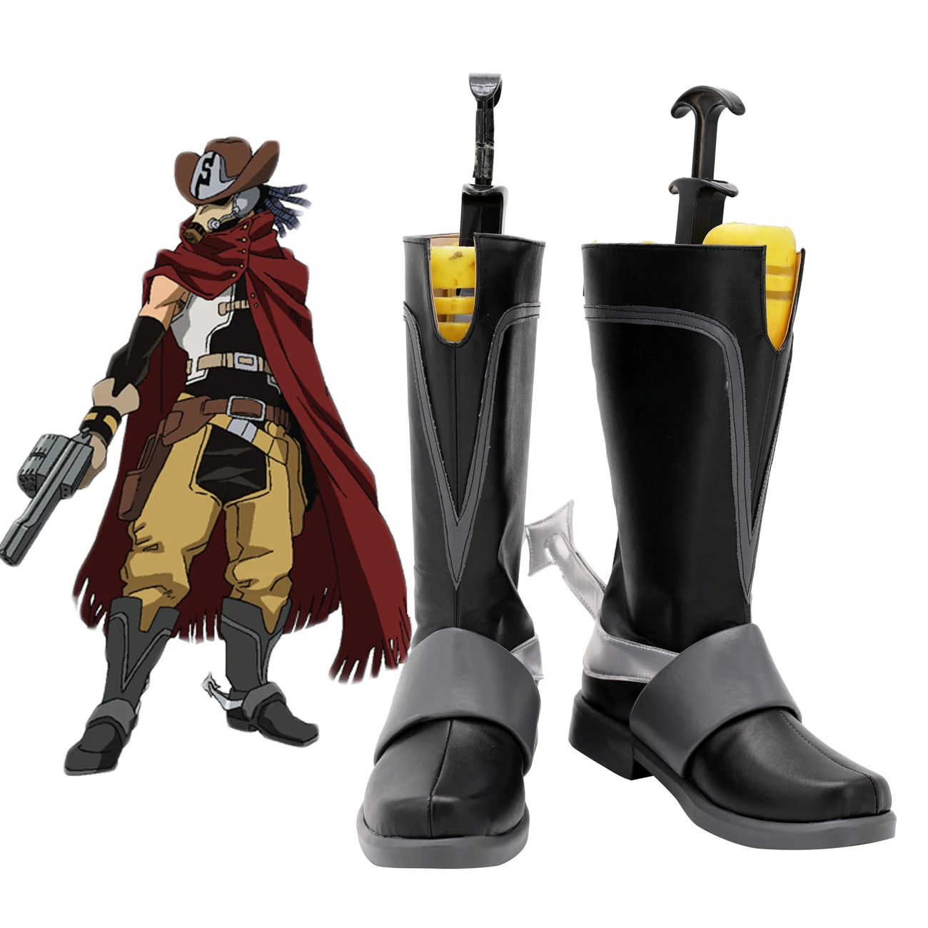 

My Hero Academia Snipe Cosplay Boots Custom Made Black Leather Shoes Any Size Unisex for Halloween