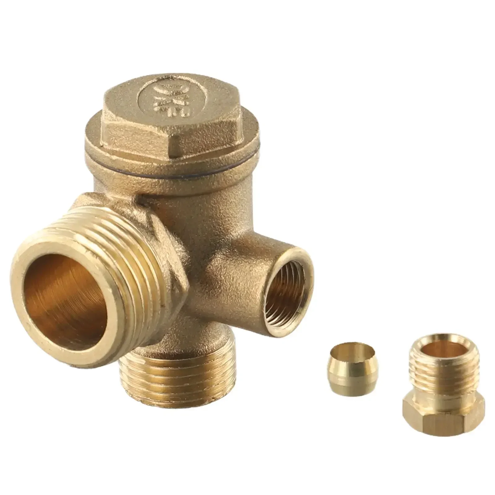 G1/2 Air Compressor 3-Port Brass Male Threaded Check Valve Connector For Tube Connecting Air Pressure Tank Compressor Piston Pum