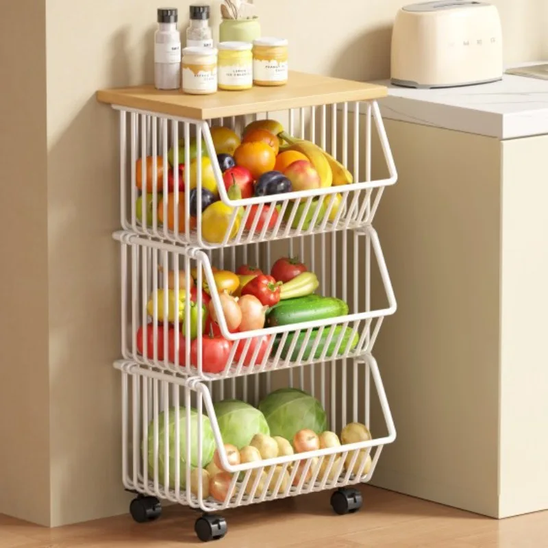 Wheeled Kitchen Storage Cart Drawer Organizer - Mobile Desktop Rack for Fruits Vegetables Snacks Toys - Chrome Finish