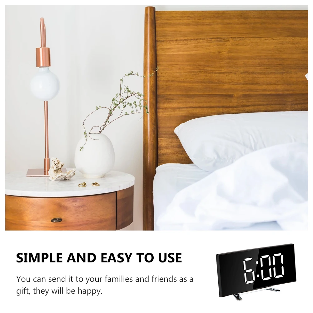 

Creative LED Clock Digital Alarm Mirror Surface Large Screen Multi-Function Mute Electronic Alarm Clock Bedside Home Table