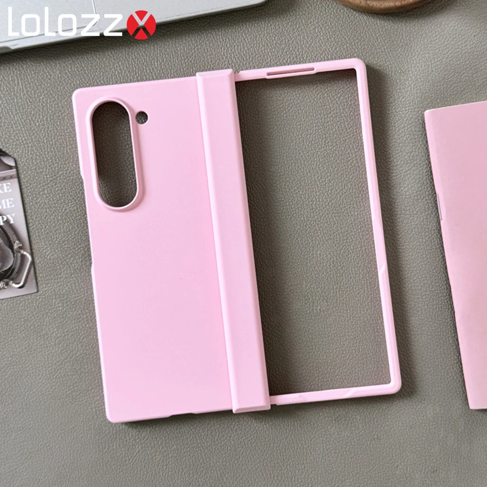 Luxury Matte Phone Case for Samsung Z Fold 6 5 4 3 5G Fold6 Fold5 Fold4 Fold3 Hinge Shockproof Protective Macaron Color PC Cover