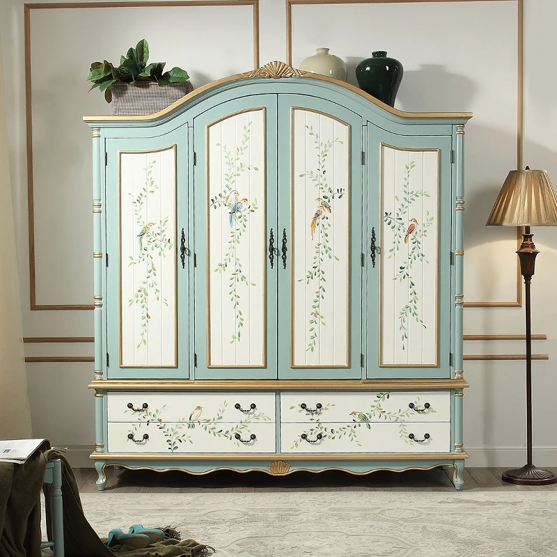 Solid wood wardrobe, rural wardrobe, Mediterranean style furniture