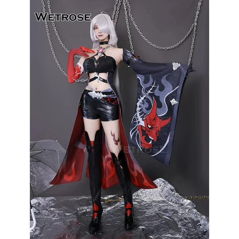 【 Wetrose 】 acheron rotes Cosplay-Kostüm ultimative Ult Honkai Star Rail Yomi Kyoden: eine Spaltung über die vorübergehende Welt Set Perücke