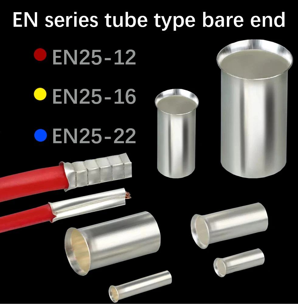

500/1000 шт. EN25-12/25-16/25-22, медный материал, неизолированный обжимной соединитель для конца кабеля