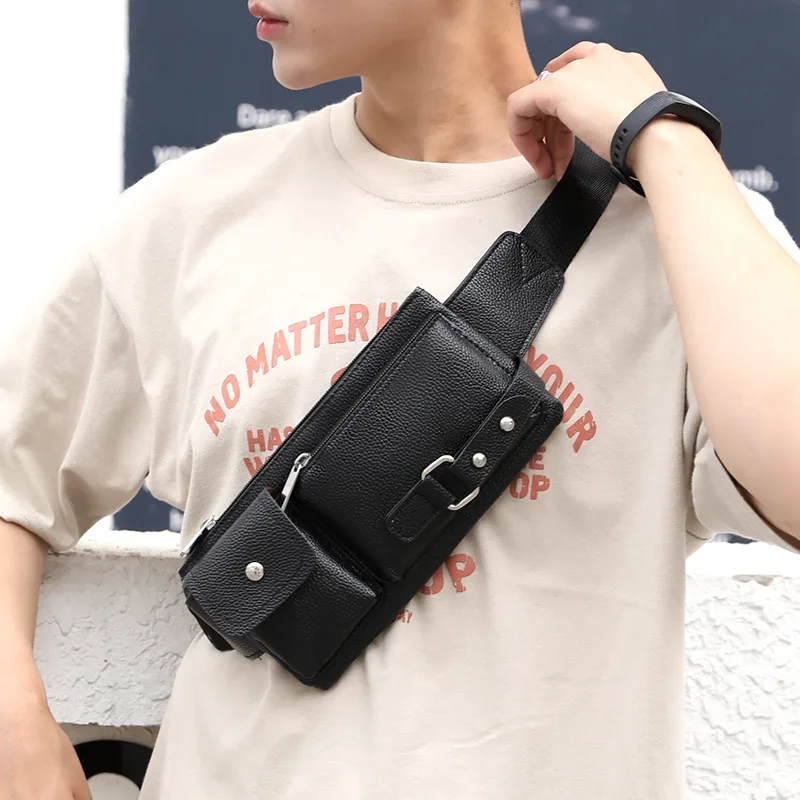 Cintura de couro Homens Cintura Sacos Fanny Pack Belt Bag Phone Bags Travel Waist Pack Masculino Cintura Pequena Bolsa de couro Bolsa