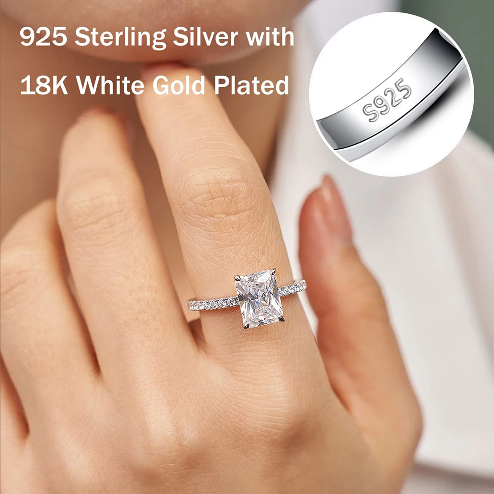 Anel de noivado de moissanite com corte radiante, 1-4ct, para mulheres, laboratório cultivado, halo oculto, diamante s925, prata, joias de casamento, presentes certificados