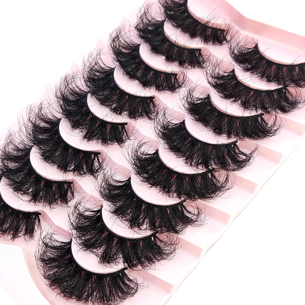 HBZGTLAD 5/8 Paar natürliche russische gestreifte Nerzwimpern 3D-falsche Wimpern Volumen gewellte falsche Wimpern Wimpernverlängerung Make-up – Detail 14