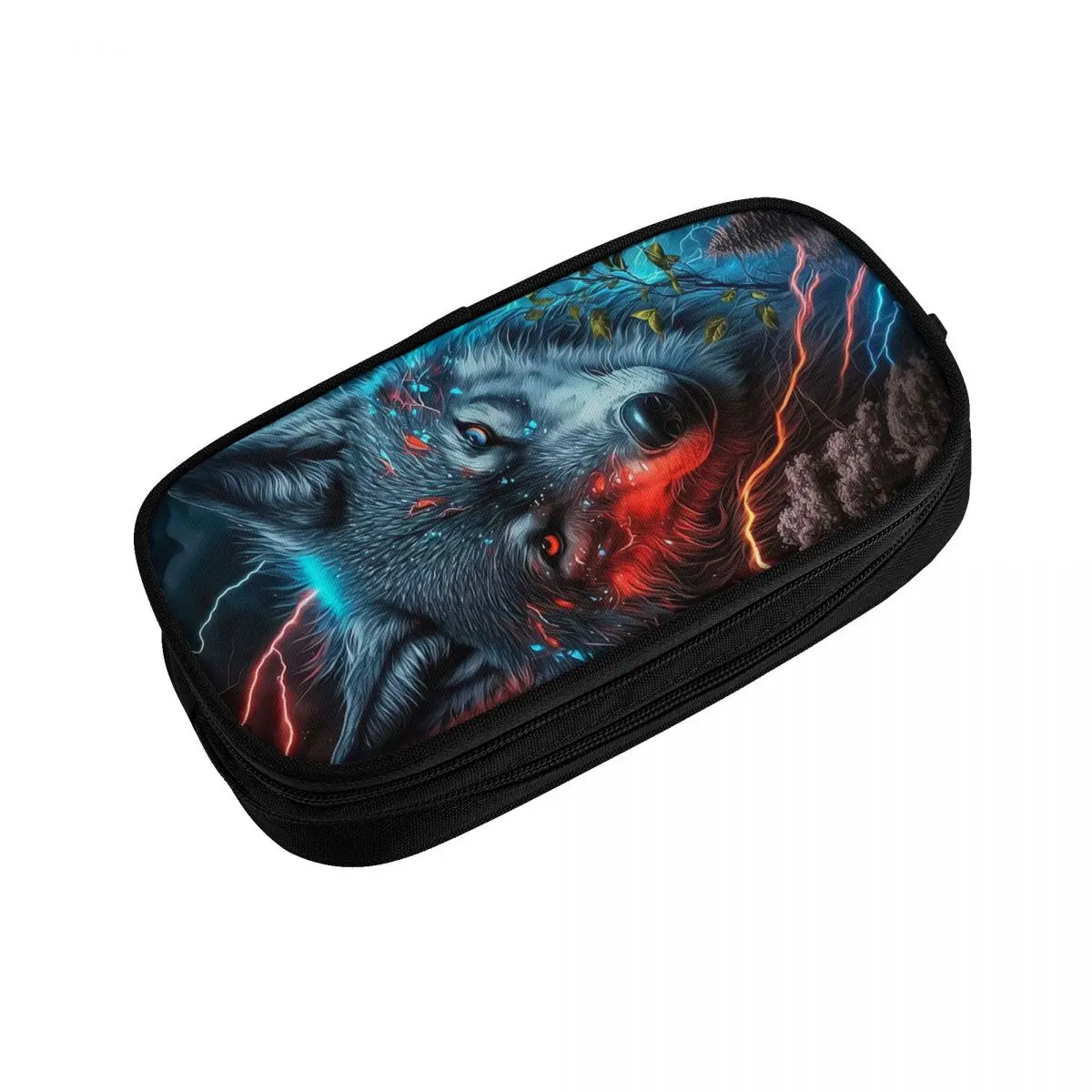 Imagem -03 - Personalizado Animal Lobo Lápis Cases para Meninos e Meninas Grande Capacidade Caneta Caixa Acessórios Escolares