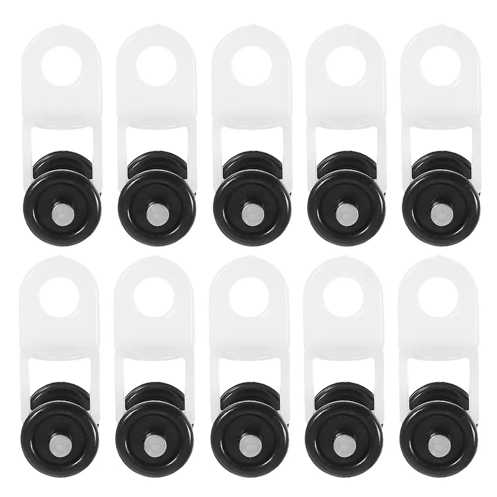10Pcs Curtain Track Rollers Mini Plastic Two-Wheel Bend Gliders Silent Noise Reduction Ceiling Curtain Track Sliding Accessories
