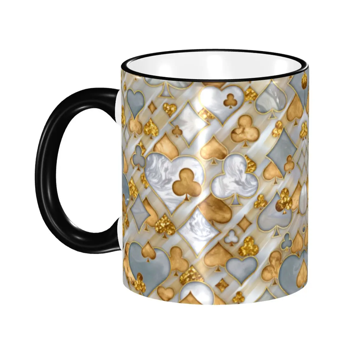 

Customized Poker Pattern Mugs Vintage Card Game Graphics Ceramic Coffee Mug Creative Present