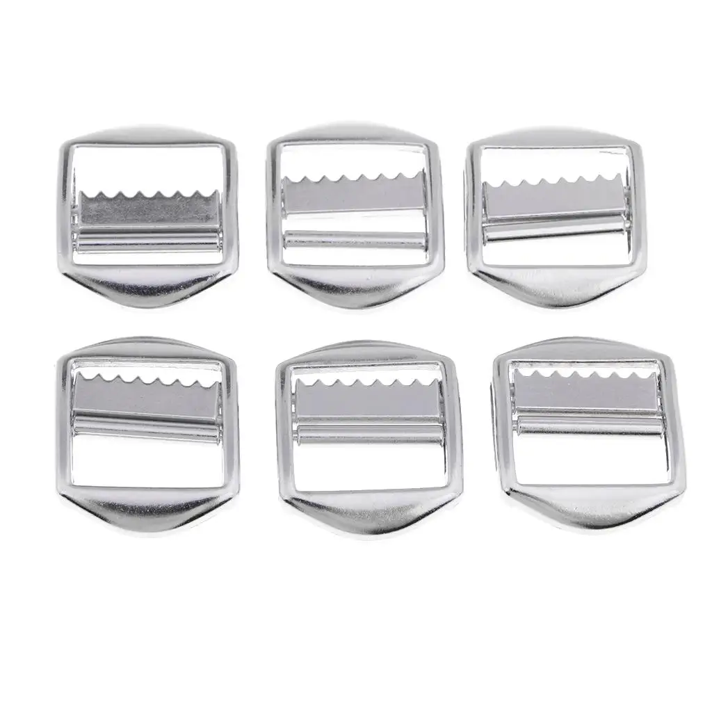 6Pcs Metal Ribbon Slider Buckles for Belt Strap, Adjustable