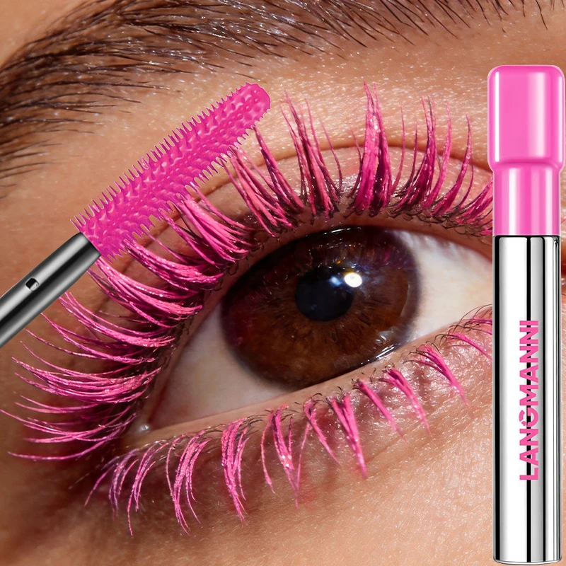 8 Farben Rosa Mascara, dick, wasserfest, natürliche Wimpern, langanhaltend, blau, weiß, grün, schwarz, Augen-Make-up, koreanische Kosmetik