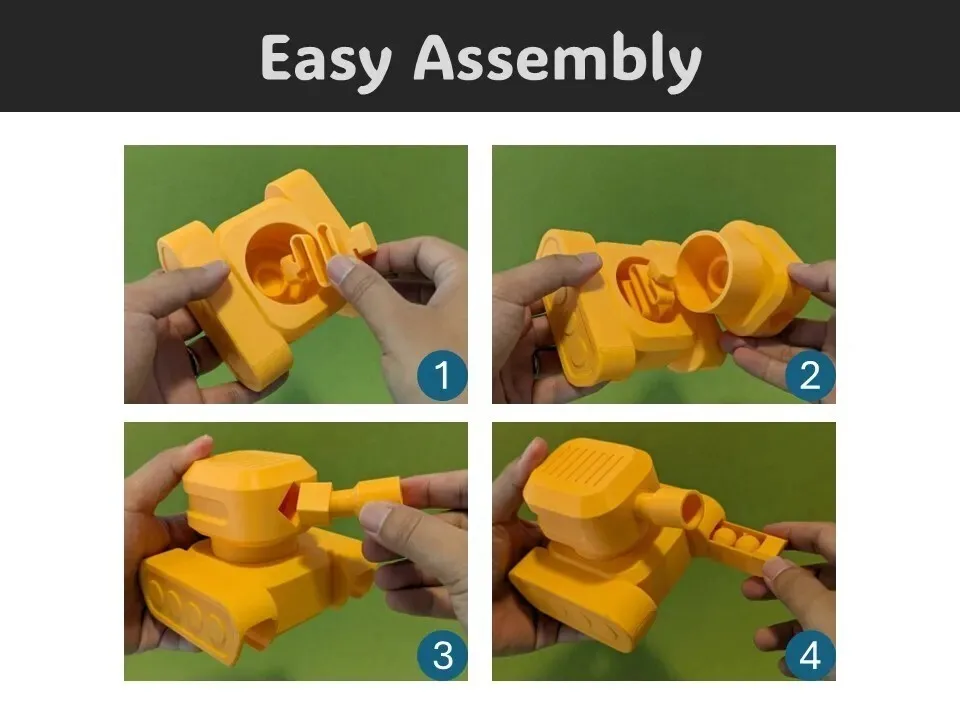 3D Printed Children's Toy Pressure Tank Can Launch Shells Desktop Decoration Decompression Puzzle Toy DIY Assembly