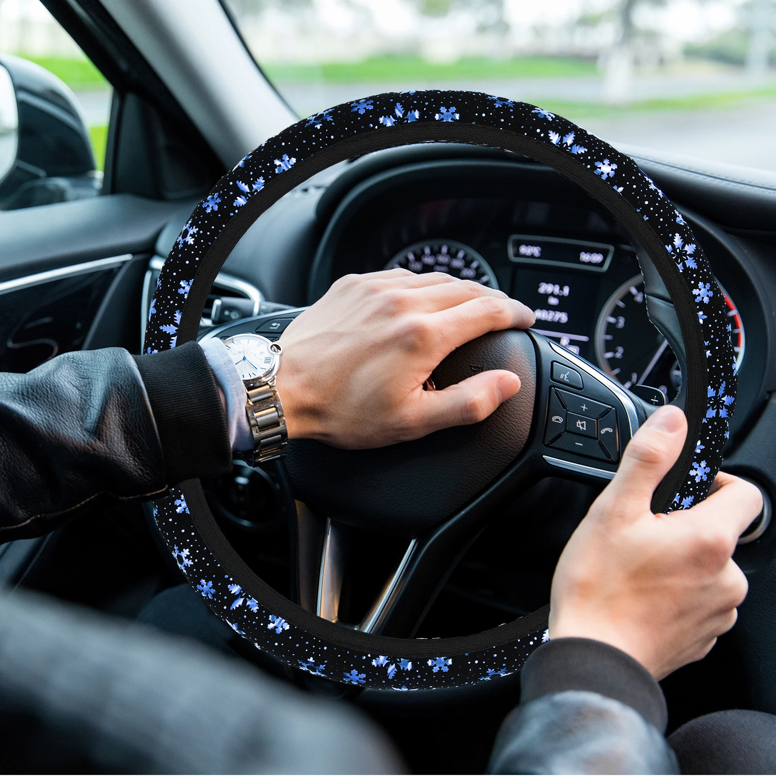 

Steering Wheel Non Slip Elastic Car Auto Elastic Wheel Cover Protector Covers For Most Vehicles Snowflake Pattern Long Use