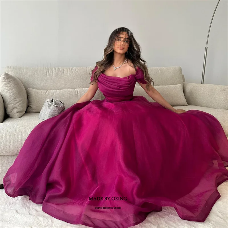 OEING-Vestidos De Noche plisados escalonados sin tirantes, traje elegante De Pitaya, largo hasta el suelo, para ocasiones formales