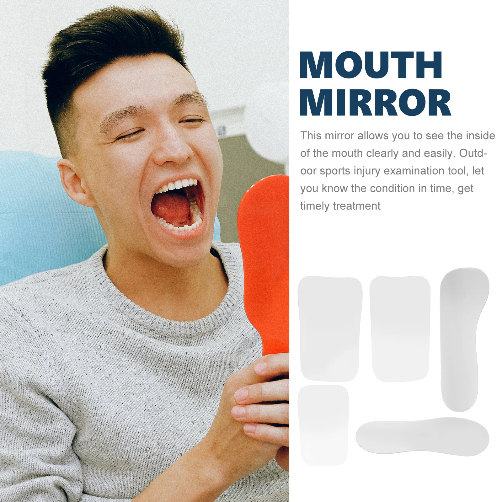 

5pcs Mirror Double-Sided Glass Dental Mirror For Home Use Outdoor Sports Injury Examination Tool Dental Accessory